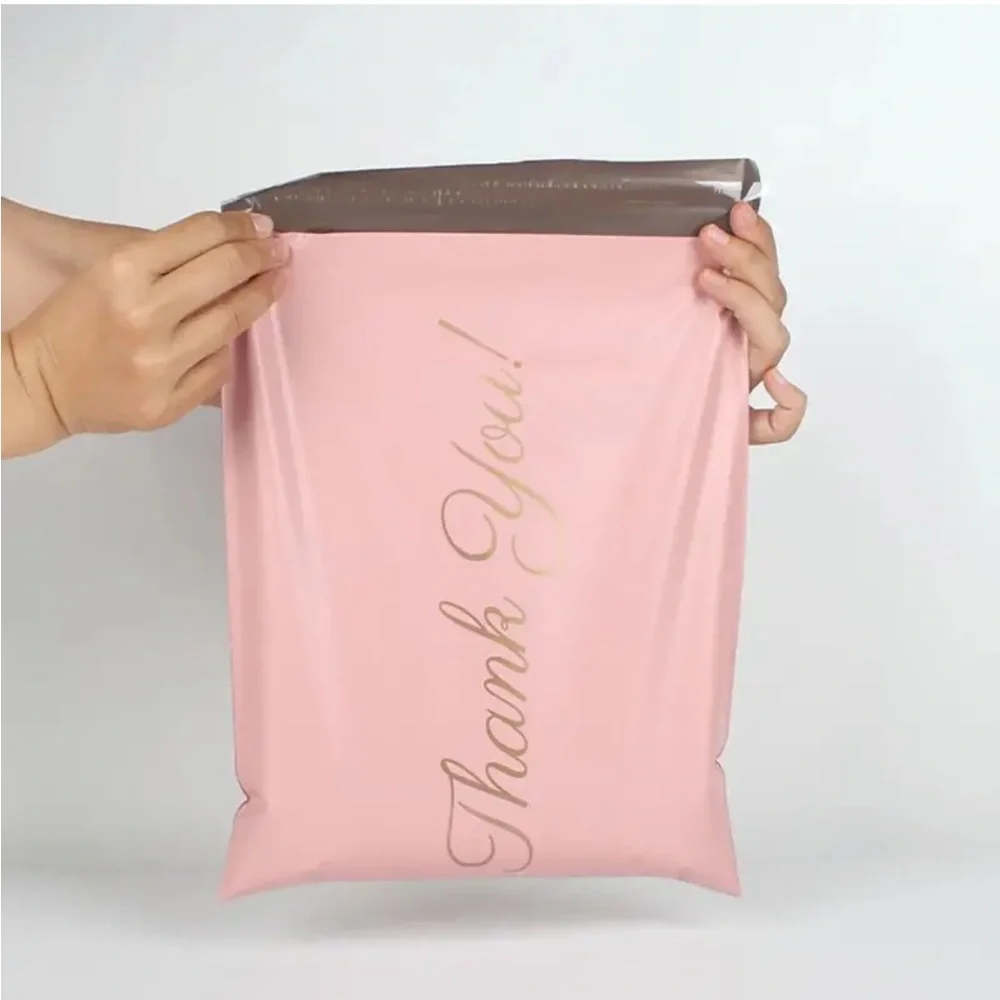 Set of 20 Pink Poly Mailers - “Thank You” Self Sealing Shipping Poly Mailers
